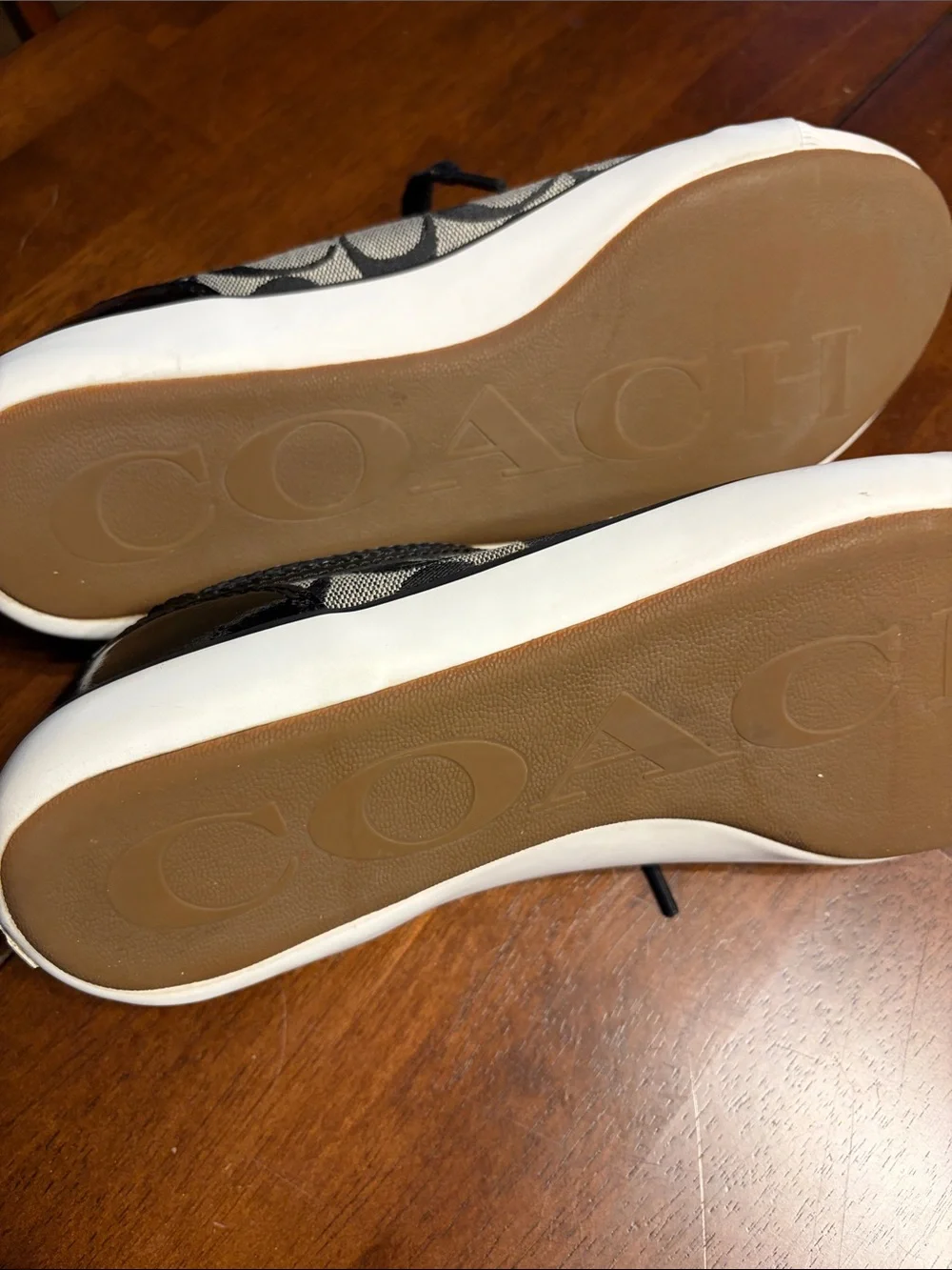 Coach Monogram Canvas Lace-Up Sneakers in Black and White - Picture 3 of 6